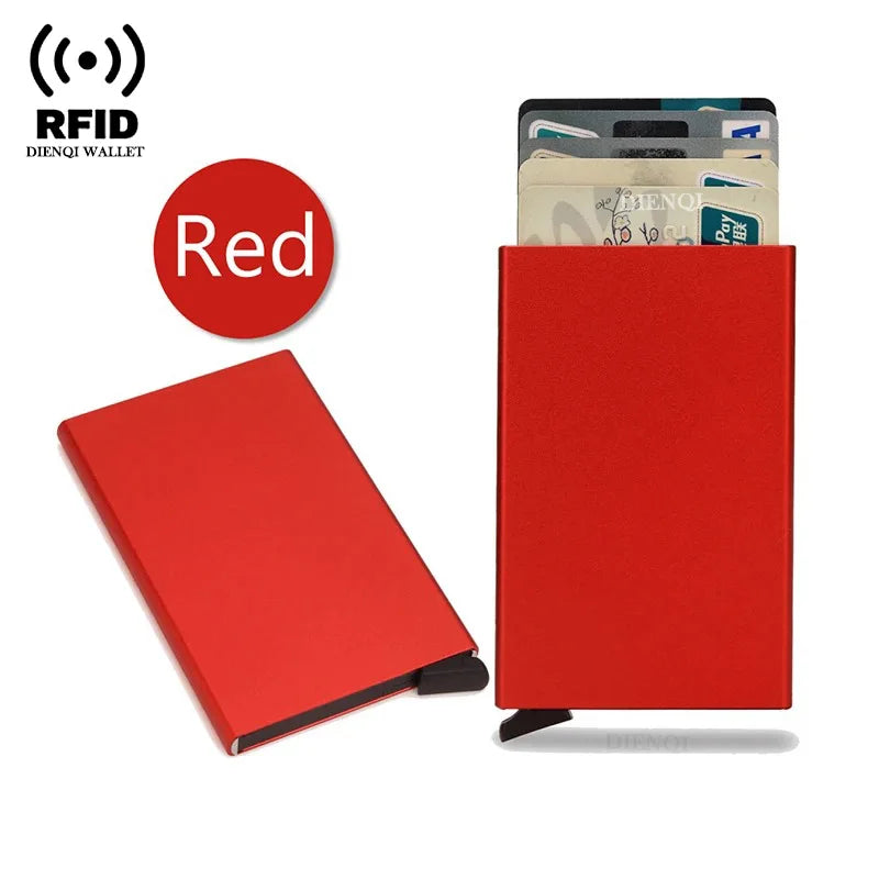 Rfid Credit Card Holder Metal Thin Slim Smart Wallet for Men and Women Minimalist Small Black Purse Mini Wallets