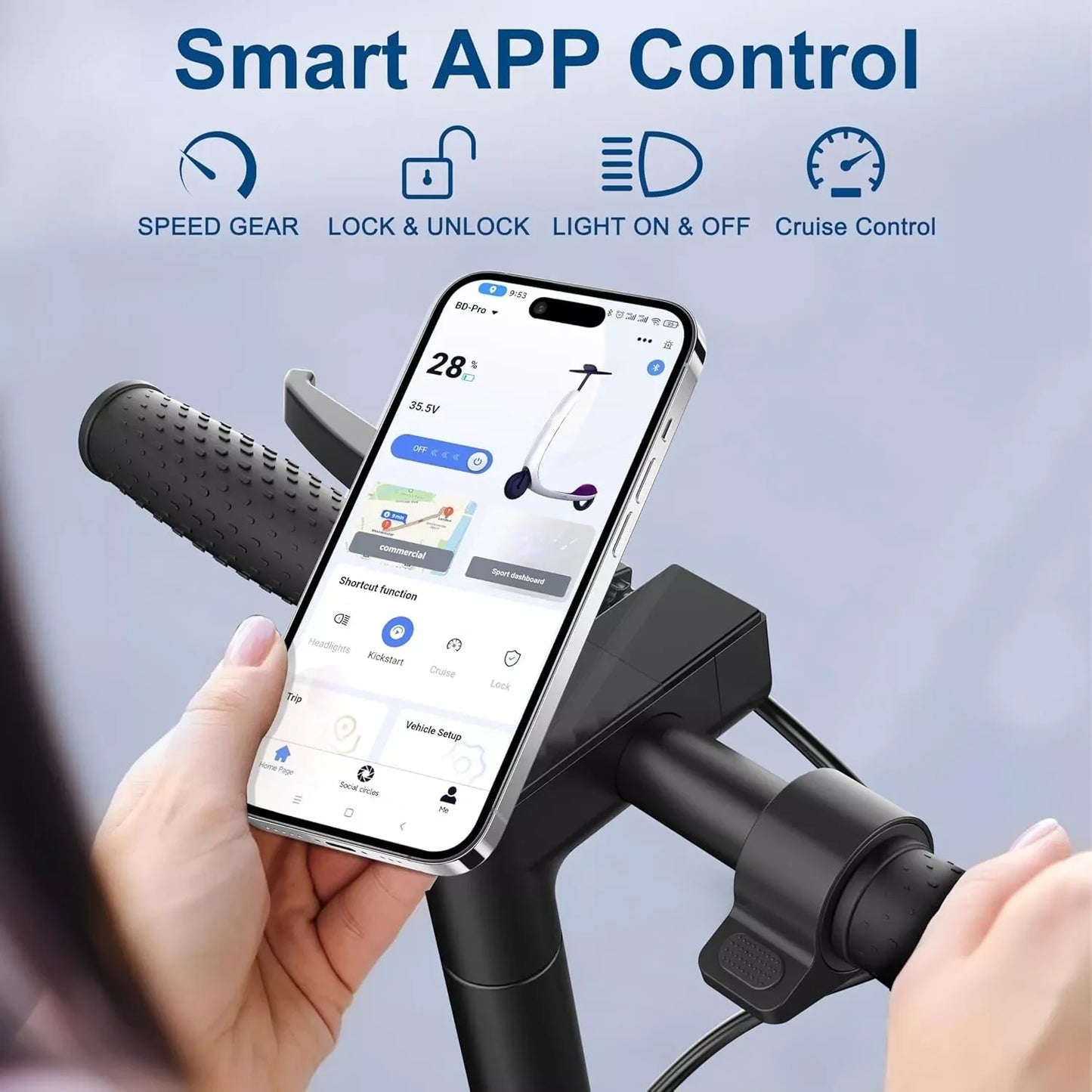 Lp60 Electric Scooter 350W 25km/h App Smart Control Folding Scooter 8.5 Inch Tire 30km Max Range for Adult