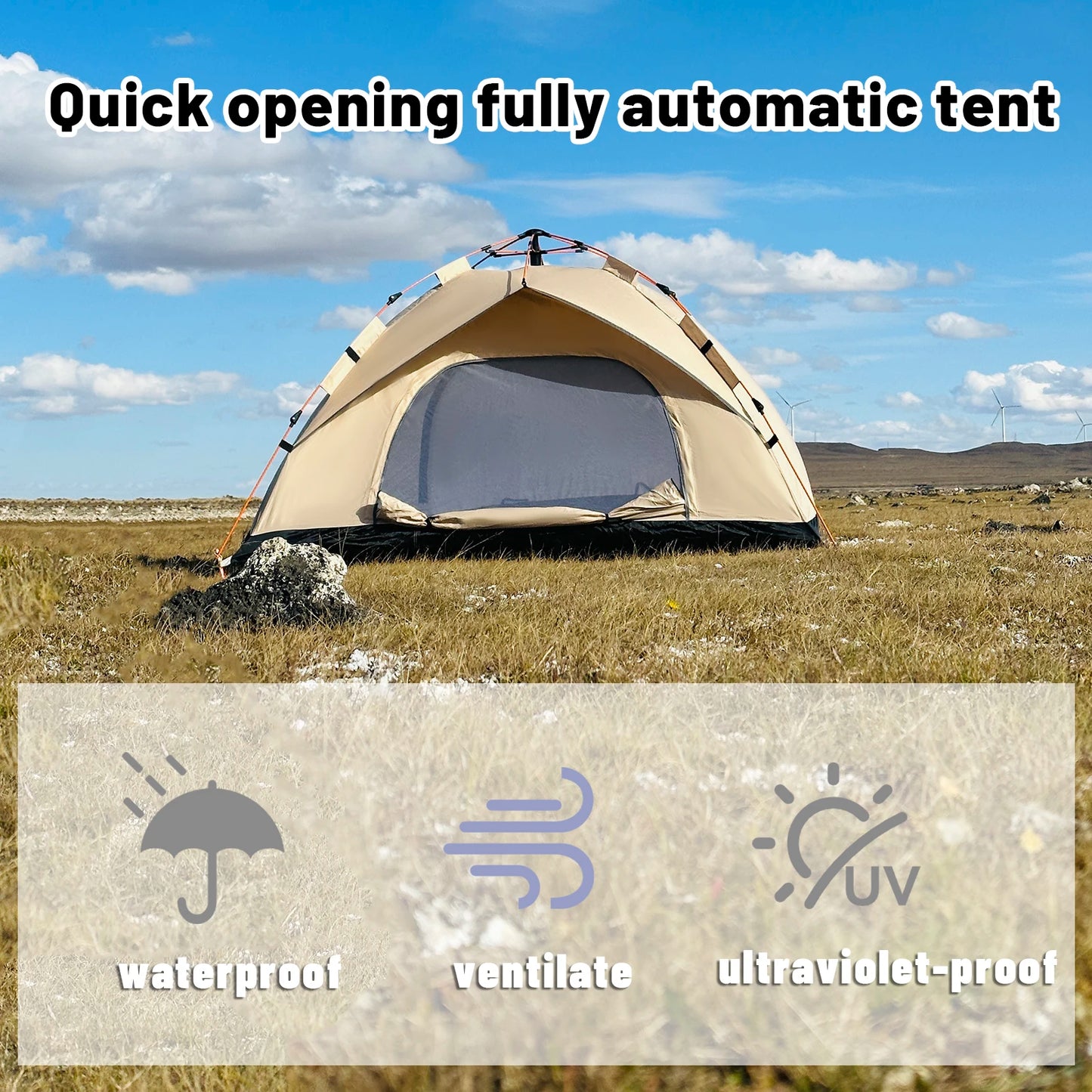 Outdoor Automatic Quick Opening Rainproof Tent for 4 Persons Fishing Beach Shelter