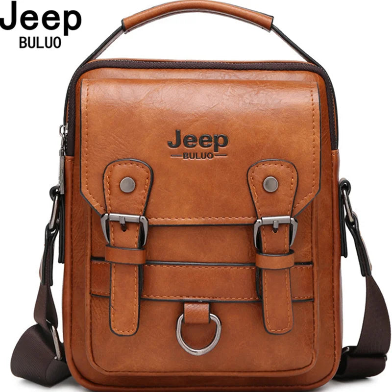 Jeep Buluo Multi Function Business Handbags Men Large Capacity Leather Messenger Bag Crossbody