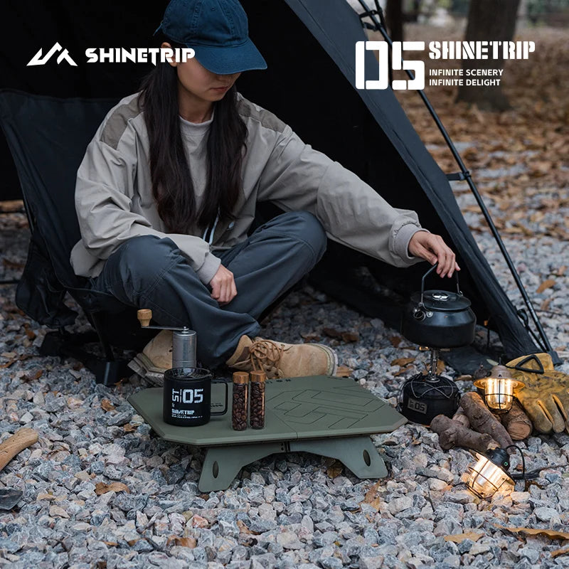 ShineTrip 05 Series Ultralight Dual Purpose Outdoor Camping Portable Folding Table with ABS Desktop and Aluminum Stand