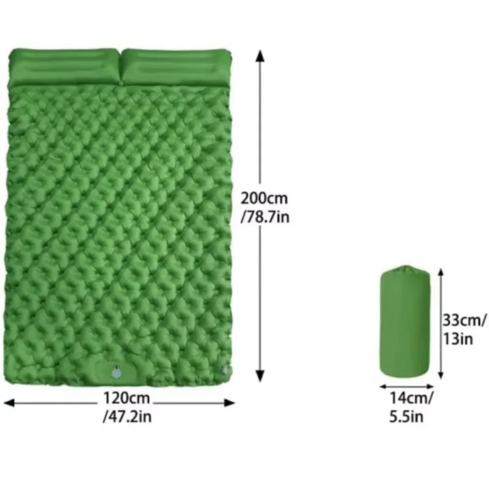 Portable Double Sleeping Pad TPU Ultra Lightweight Camping Air Mattress Extra Wide Inflatable Tent Sleeping Mat
