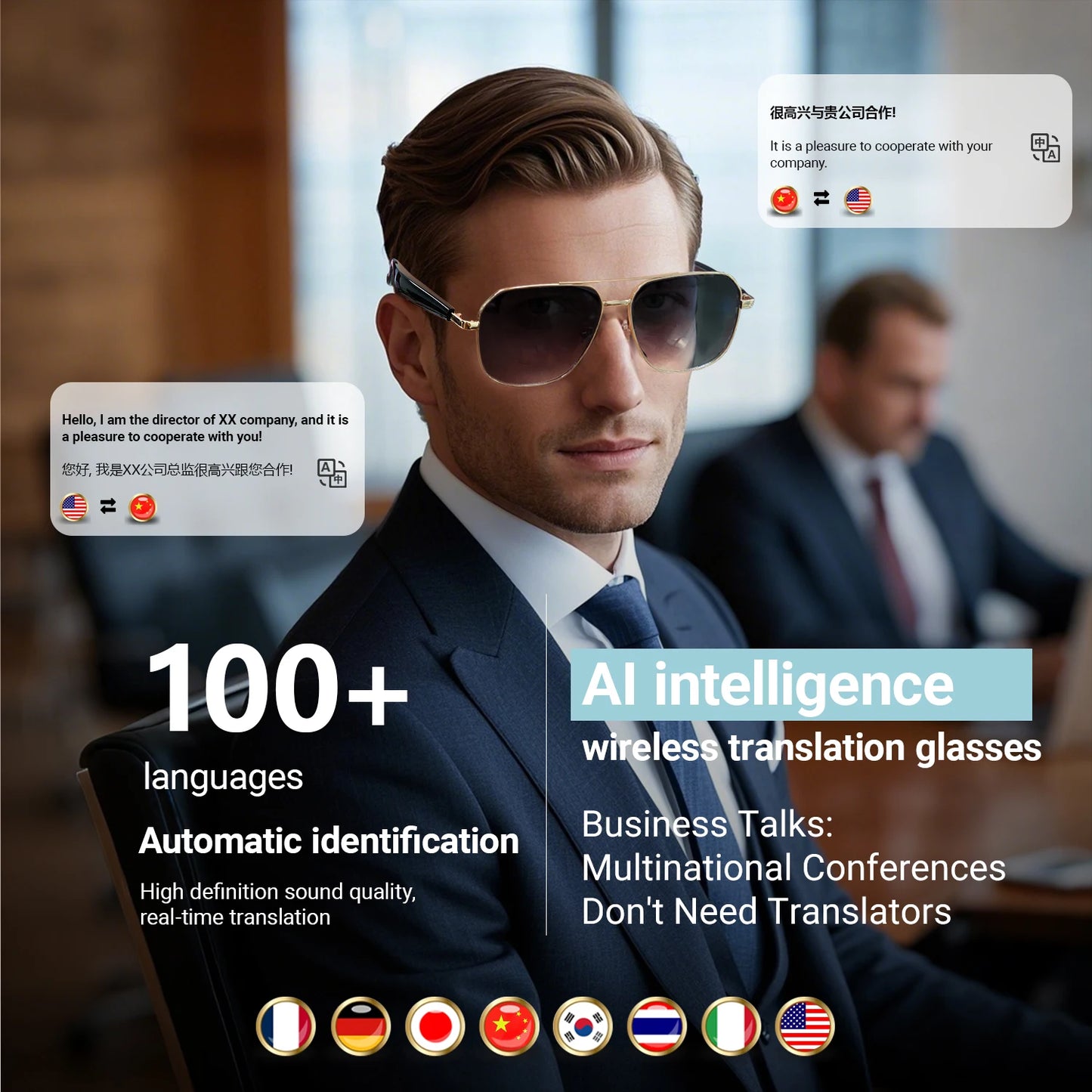 LIGE UV400 Polarized Sunglasses Smart Glasses for Men and Women with AI Translation Bluetooth Call and Voice Assistant Features