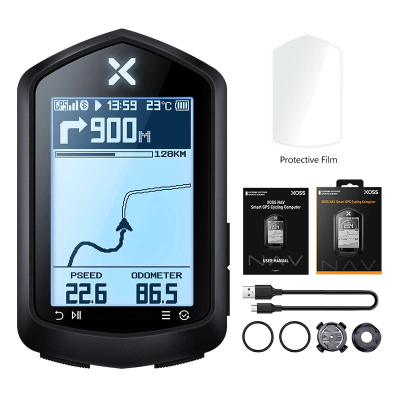 XOSS NAV GPS Bike Computer Wireless Speedometer Odometer Cycling Navigation Tachymeter for Mountain and Road Bicycles