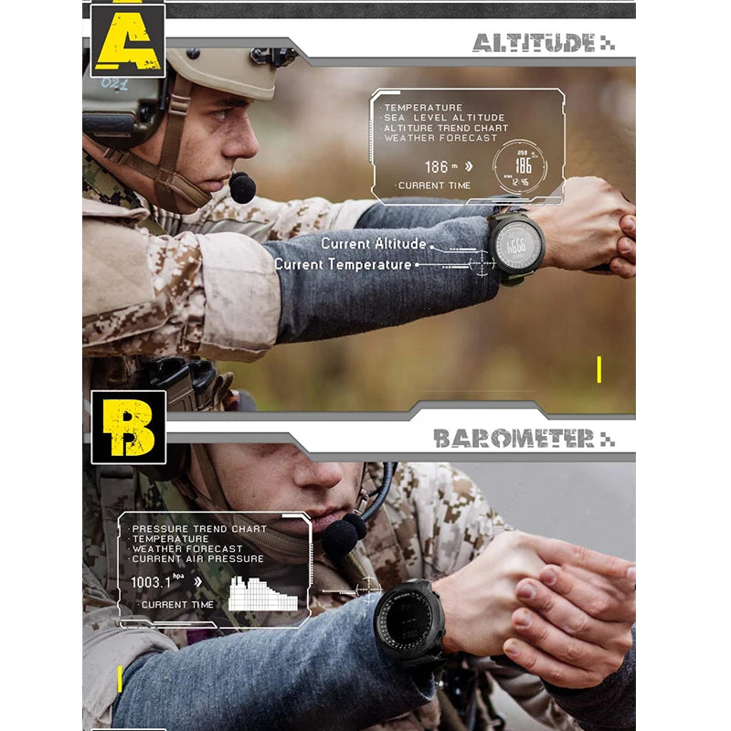 North Edge Men's Sport Digital Watch Waterproof 50m Running Swimming Military Army Altimeter Barometer Compass