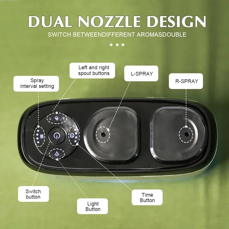 100m³ USB Charge Home Aroma Diffuser Room Fragrance Air Freshener Double Nozzle Set Two Scents Bluetooth App