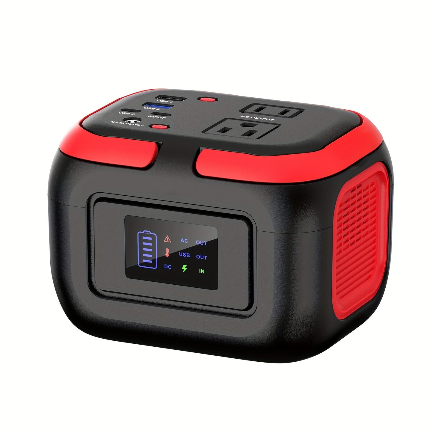 Super Portable Power Station 120W Mini Solar Generator Lithium Battery Fast Charger with USB C USB QC3.0 2 110V AC Sockets DC Output and Emergency LED Light for Camping Hiking Vacation