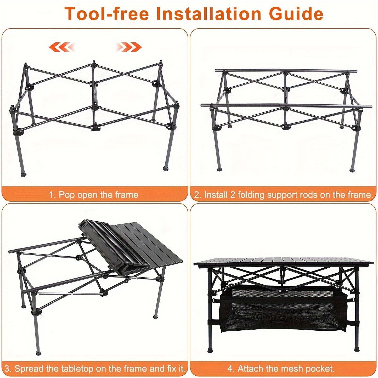 Folding Camping Table Portable Lightweight Aluminum Roll Up Picnic BBQ Desk with Carrying Bag Heavy Duty Outdoor Beach Backyard Party Patio