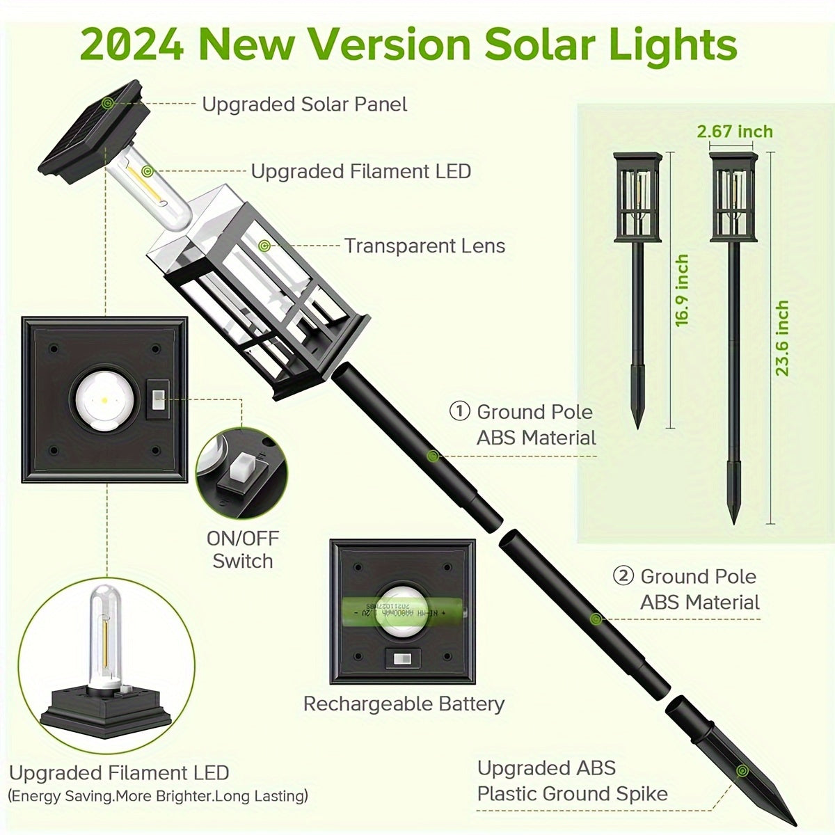 Upgraded Super Bright 2X Bigger Solar Lights Outdoor 8 Pack Double Layer IPX5 Waterproof Solar Garden Lights Auto On Off For Outside Yard Walkway Driveway