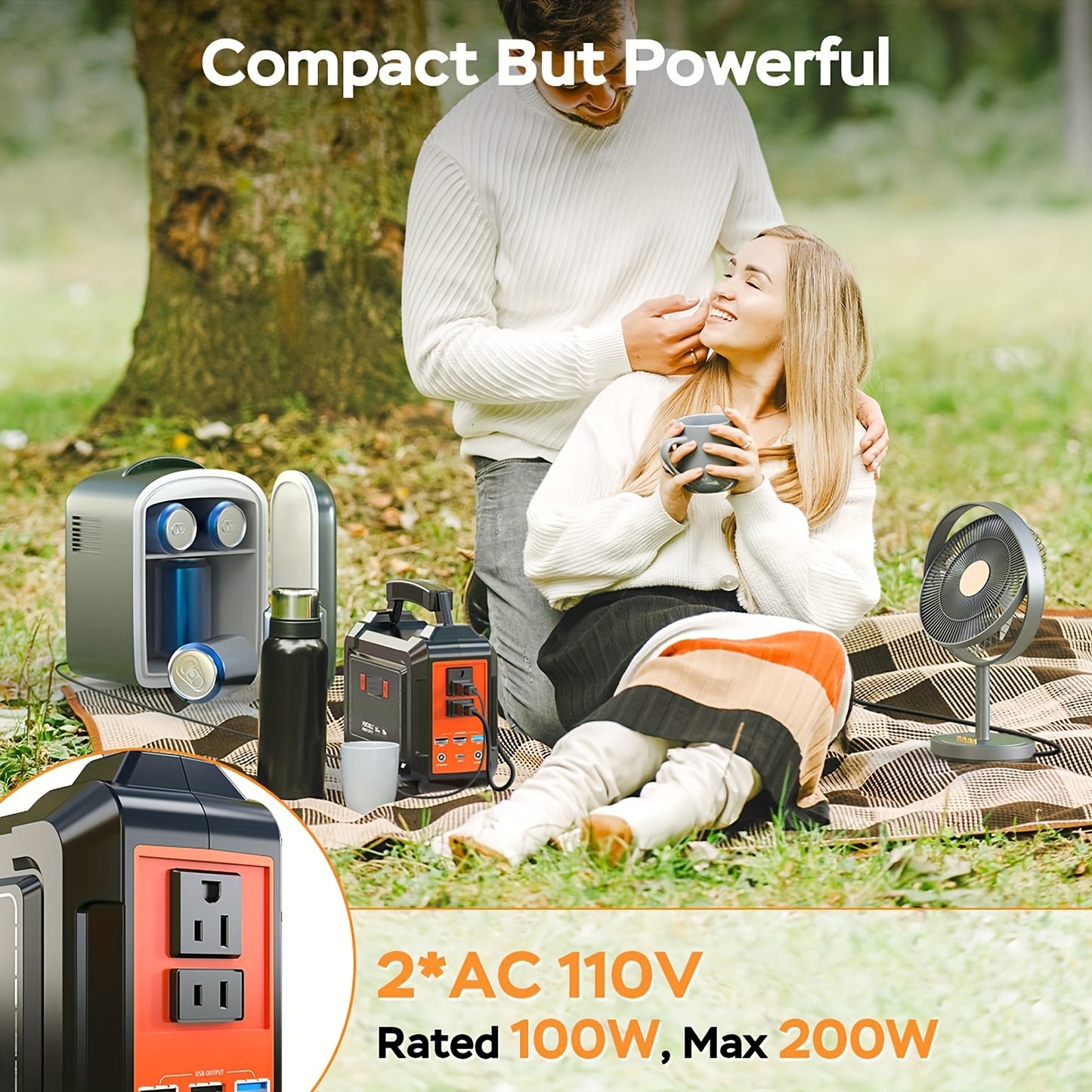 Portable Power Station 200W 300W Peak Camping Solar Generator 155Wh 167Wh 296Wh Power Bank with 30W 60W Solar Panel and AC Outlet 110V Multi Output LED Flashlights for CPAP Home Camping Hurricane Emergency