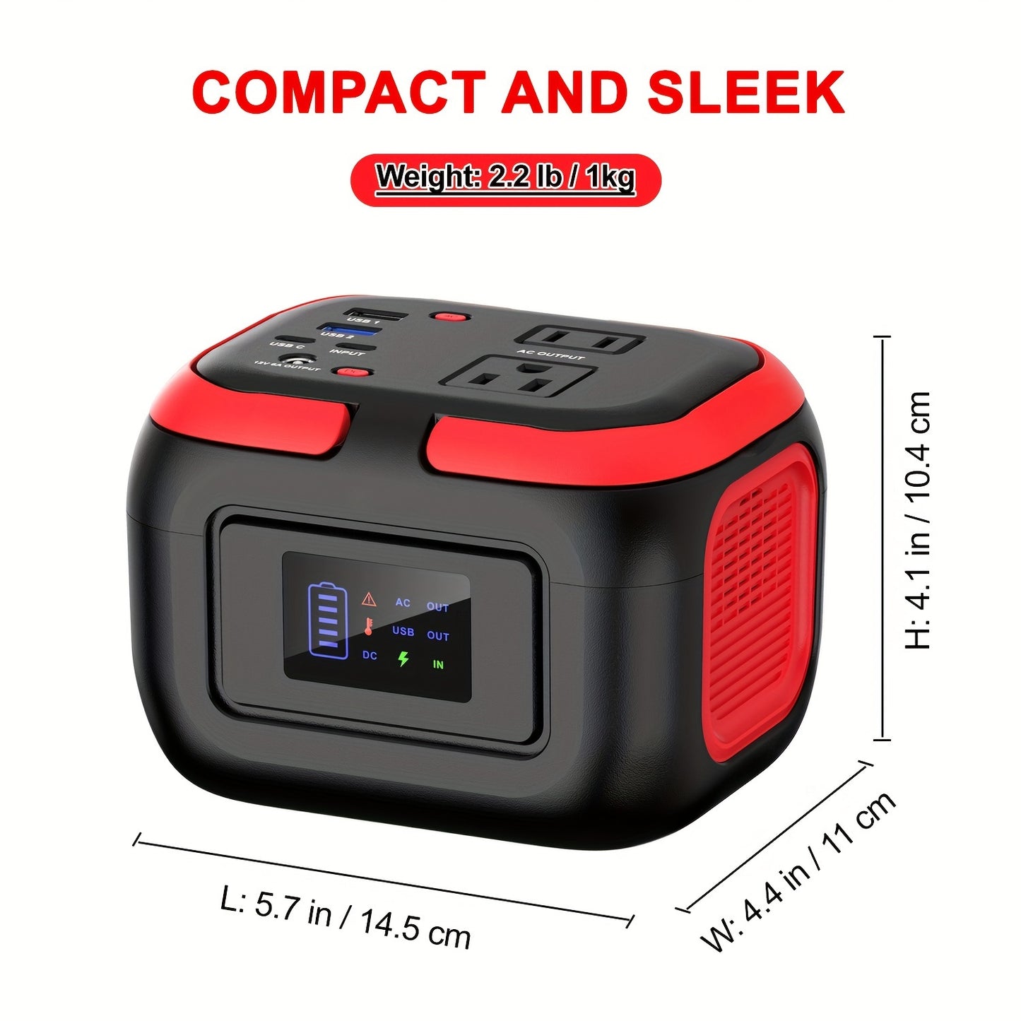 Super Portable Power Station 120W Mini Solar Generator Lithium Battery Fast Charger with USB C USB QC3.0 2 110V AC Sockets DC Output and Emergency LED Light for Camping Hiking Vacation