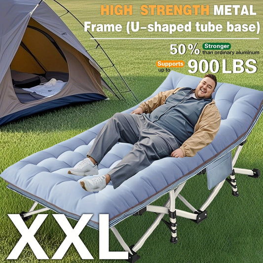 Oversize XXL Folding Camping Cot Extra Wide Heavy Duty Guest Bed with Mattress Max Load 700 Pounds Portable Bed for Adults Kids Travel Outdoor Beach Garden Fishing Vacation 79 Inches Long 32 Inches Wide 18 Inches High