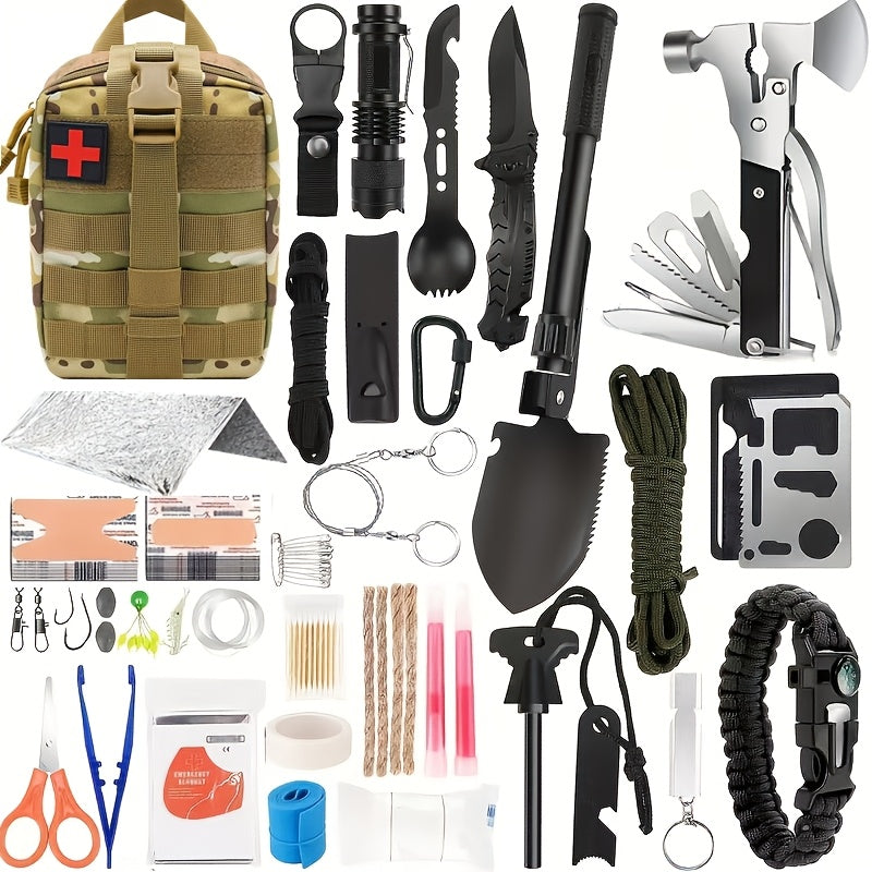 142 Piece Professional Survival Kit With Molle Bag Outdoor Multifunctional Tools For Camping Adventures
