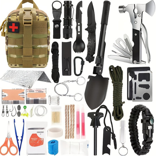 142 Piece Professional Survival Kit With Molle Bag Outdoor Multifunctional Tools For Camping Adventures