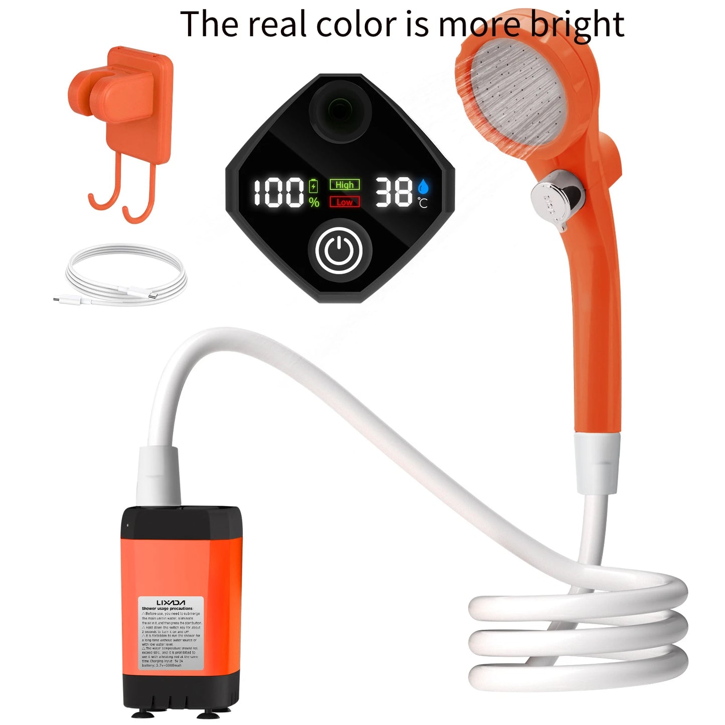 Camping Shower Pump RV Outdoor Shower Kit Portable Camp Shower with Intelligent Digital Display Adjustable 6000mAh Battery