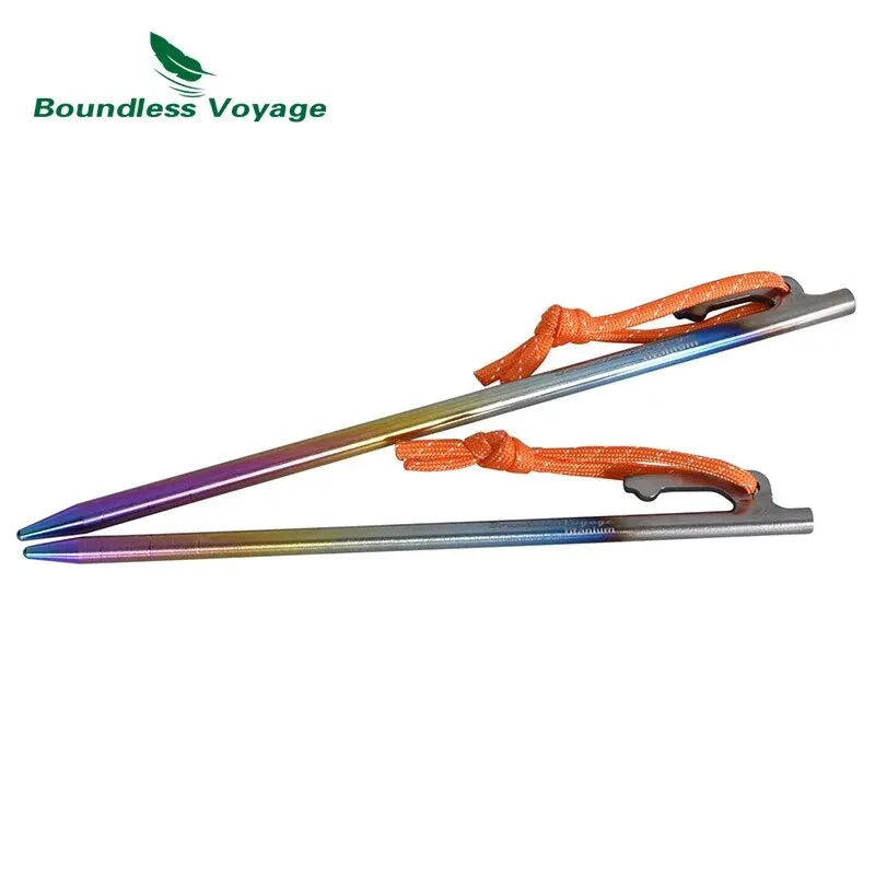 Boundless Voyage 6pcs Heavy Duty Titanium Alloy Camping Tent Stakes Peg for Outdoor Trip Hiking Gardening Ti4013P