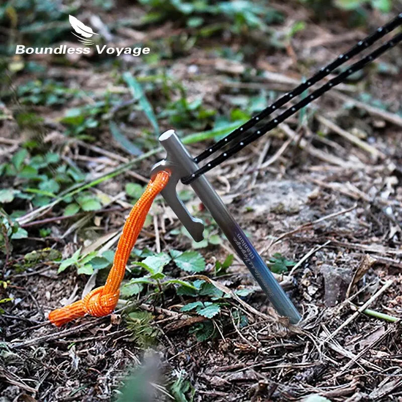 Boundless Voyage 6pcs Heavy Duty Titanium Alloy Camping Tent Stakes Peg for Outdoor Trip Hiking Gardening Ti4013P