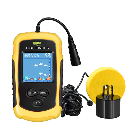 FFC1108-1 Portable Sonar Fish Finder 100M Depth Capability 45 Degrees Sonar Coverage Echo Sounder Alarm for Lake and Sea Fishing
