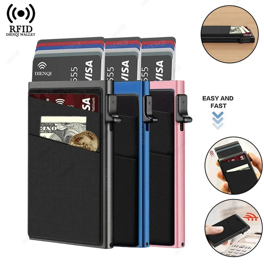 Anti Theft Card Protectors Card Holder Minimalist Smart Wallet RFID Protection Aluminum Metal Box Cardholder Case