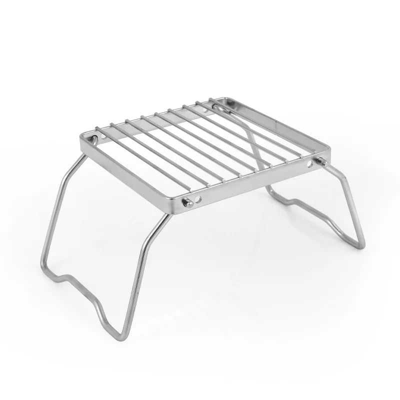 Outdoor Stainless Steel Stove Holder Camping Portable Folding Mini Barbecue Rack Set Pot Holder Baking Tray Holder