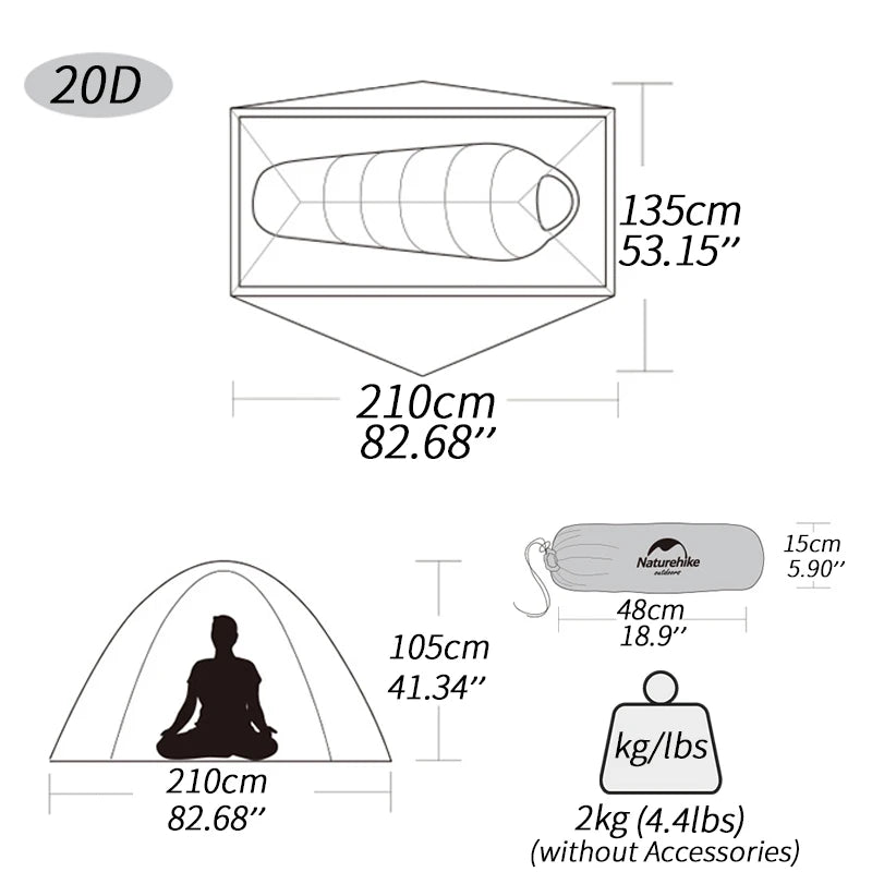 Naturehike Ultralight 1 2 Person Waterproof Camping Tent Outdoor Travel Sun Shelter Canopy
