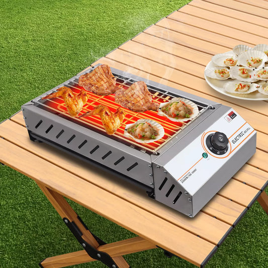 BBQ Grill Electric Barbecue Grill Countertop Griller Stainless Steel 110V 1800W for Parties Decks and Patios