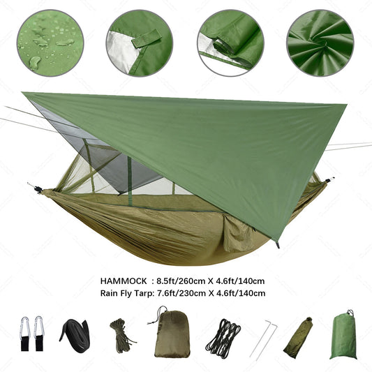 Anti Mosquito Outdoor Camping Hammock With Rain Tent Portable Two Person Shelter